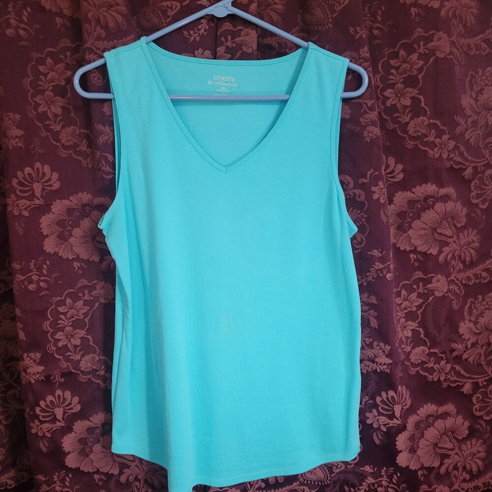 Chico's Size 2 Turquoise Tank Top